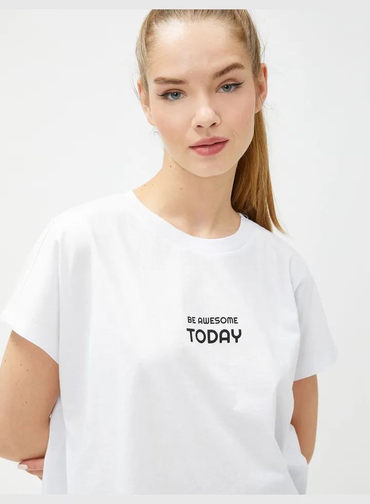 Slogan Printed Cotton Sport T-Shirt