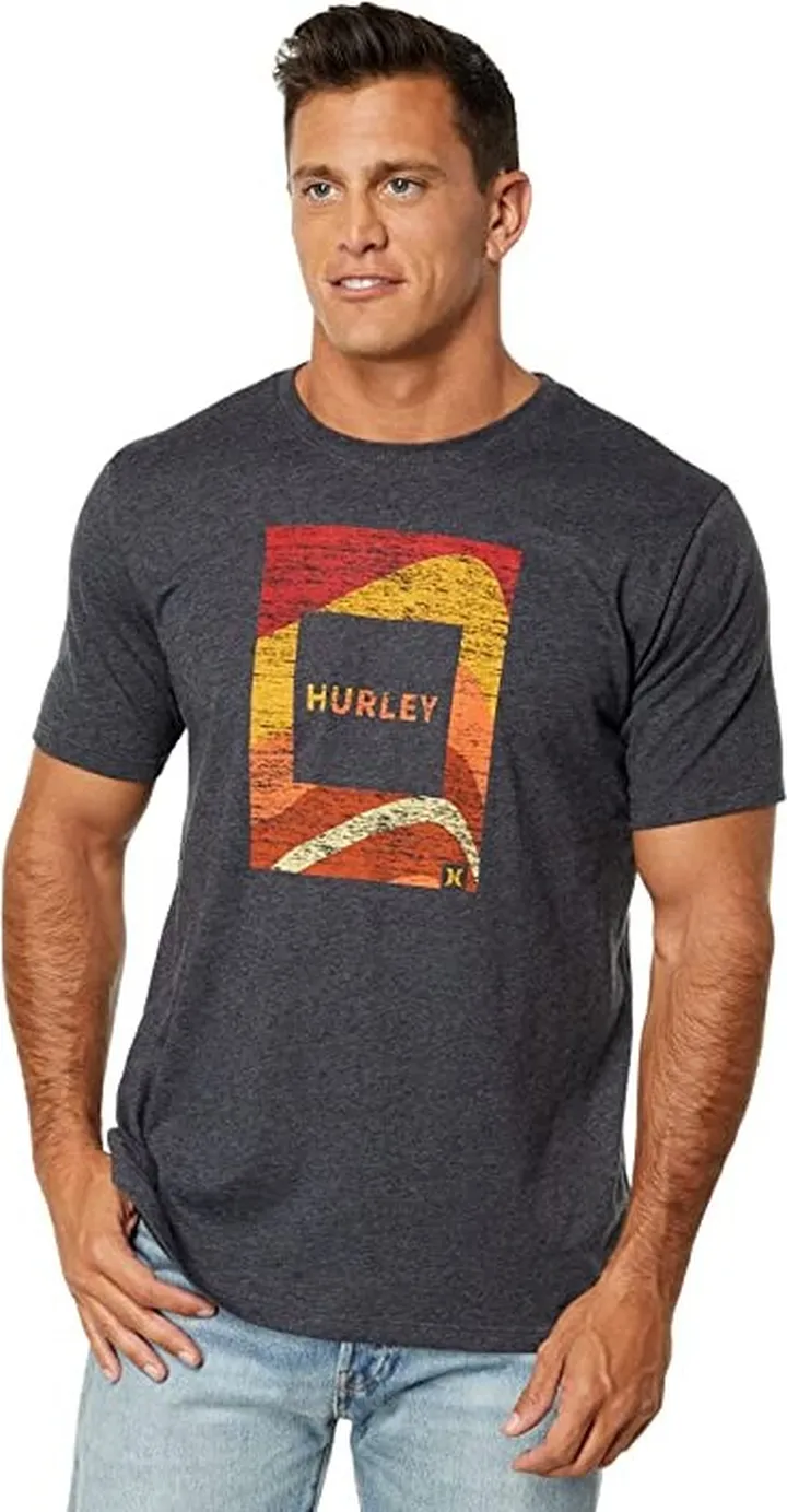 Hurley Drifter Short Sleeve Tee (Black Heather) Men's Clothing