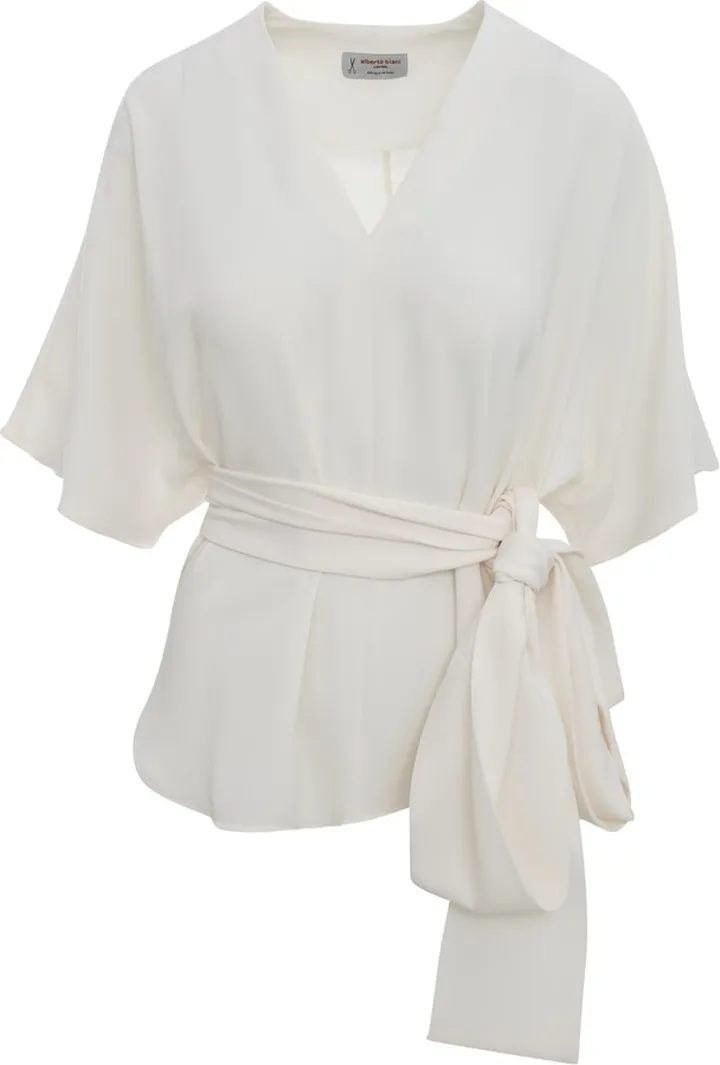 Blouse With V Neck And Belt