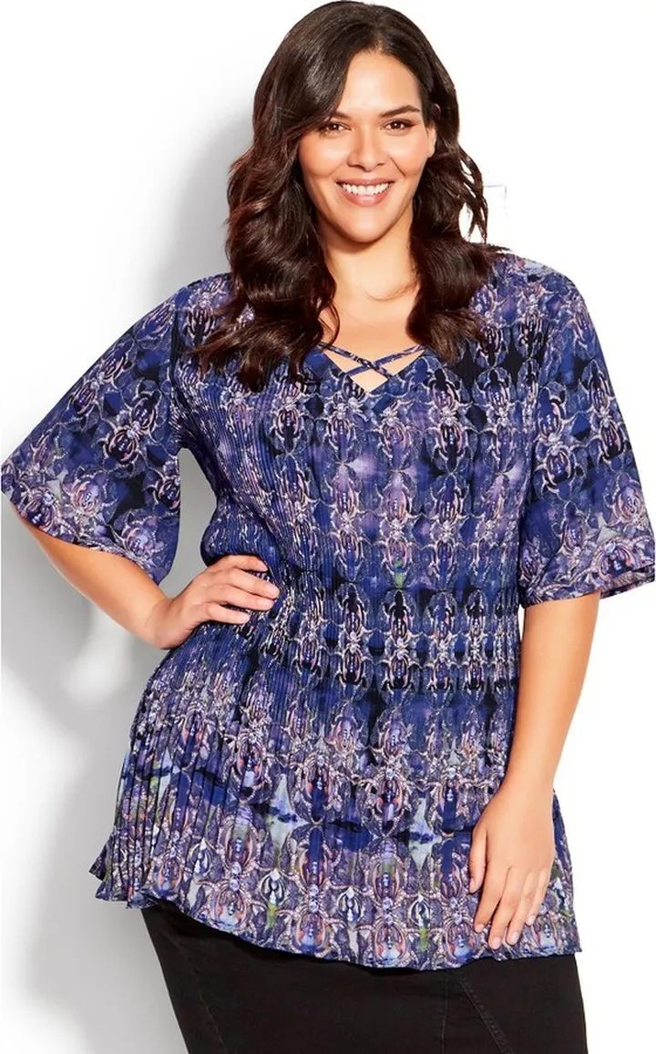 EVANS | Women's Plus Size Clairville Pleat Tunic - purple - 30W
