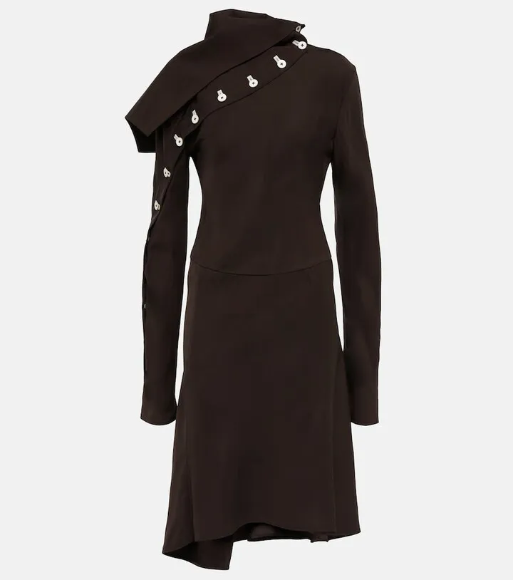 Mockneck padded taffeta mididress