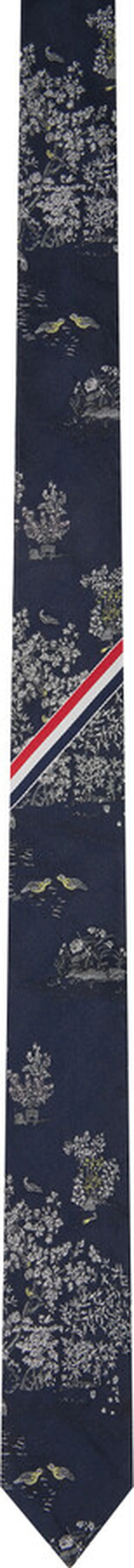 Thom Browne Navy Jacquard Neck Tie