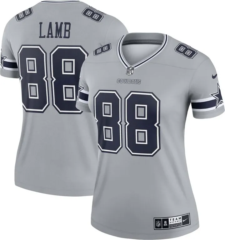 Women's CeeDee Lamb Gray Dallas Cowboys Inverted Legend Jersey