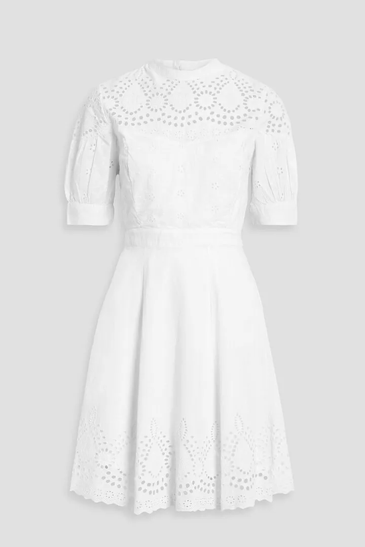Nicolette broderie anglaise-trimmed cotton-gauze mini dress