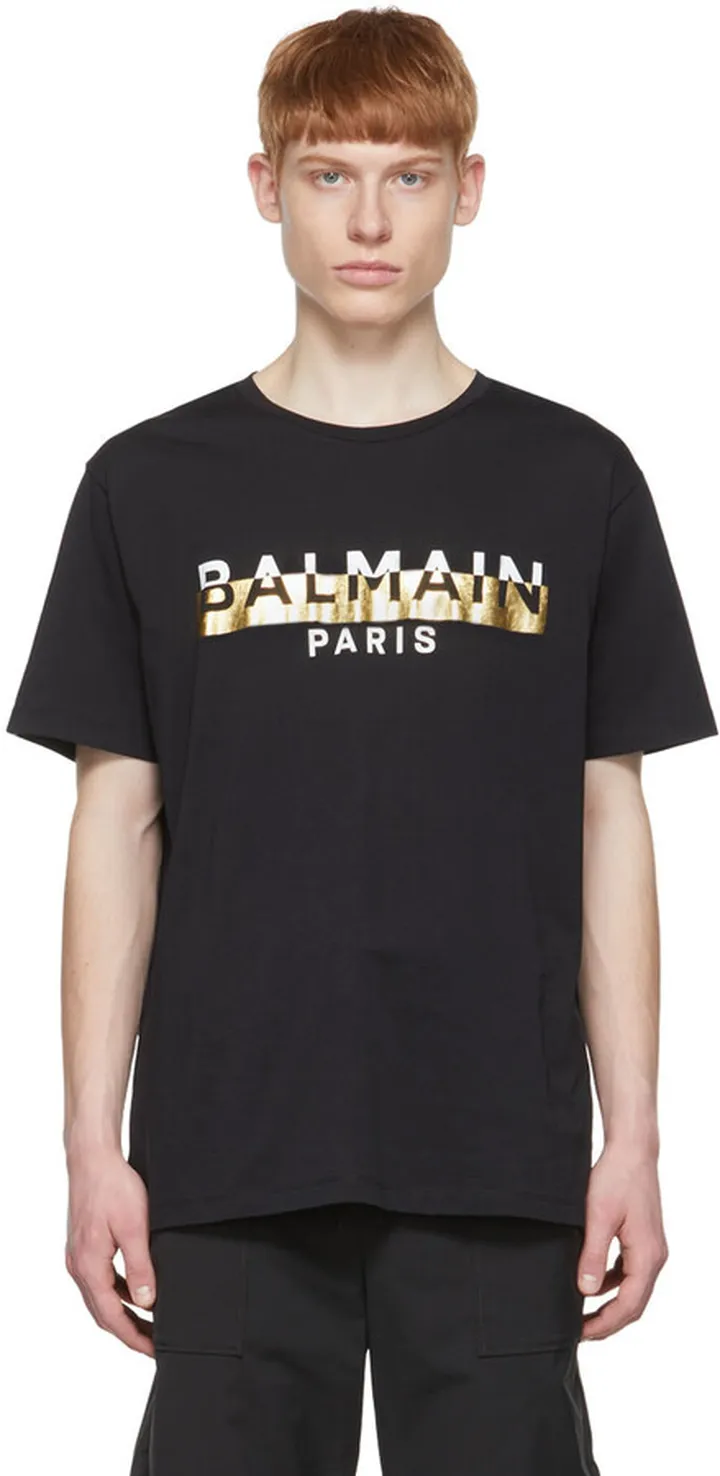 Balmain Black Cotton T-Shirt