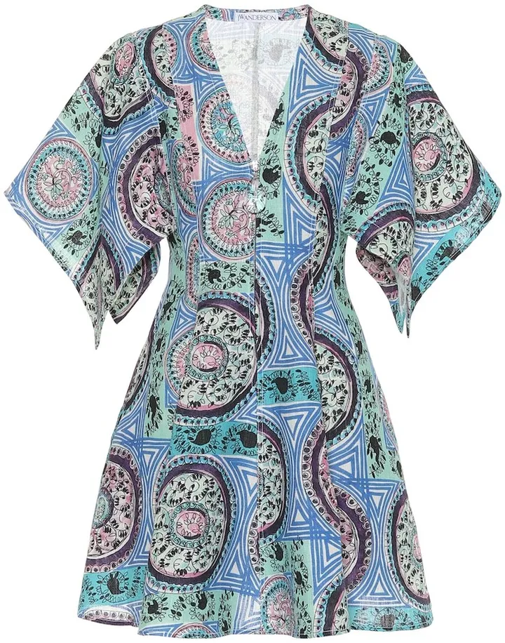 Printed linen minidress
