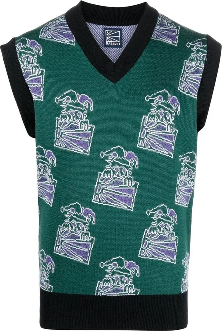 Clown-Intarsia Knitted Vest