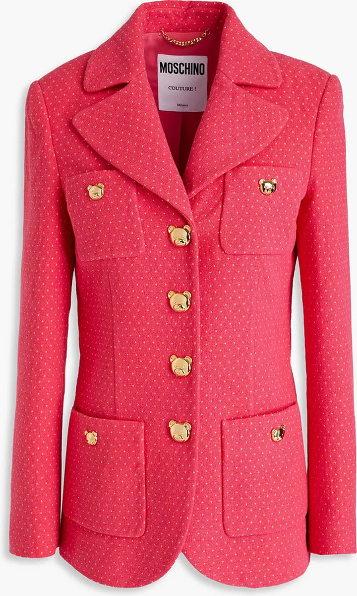 Polka-dot cotton-blend tweed blazer