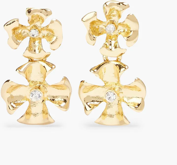 Gold-tone crystal earrings