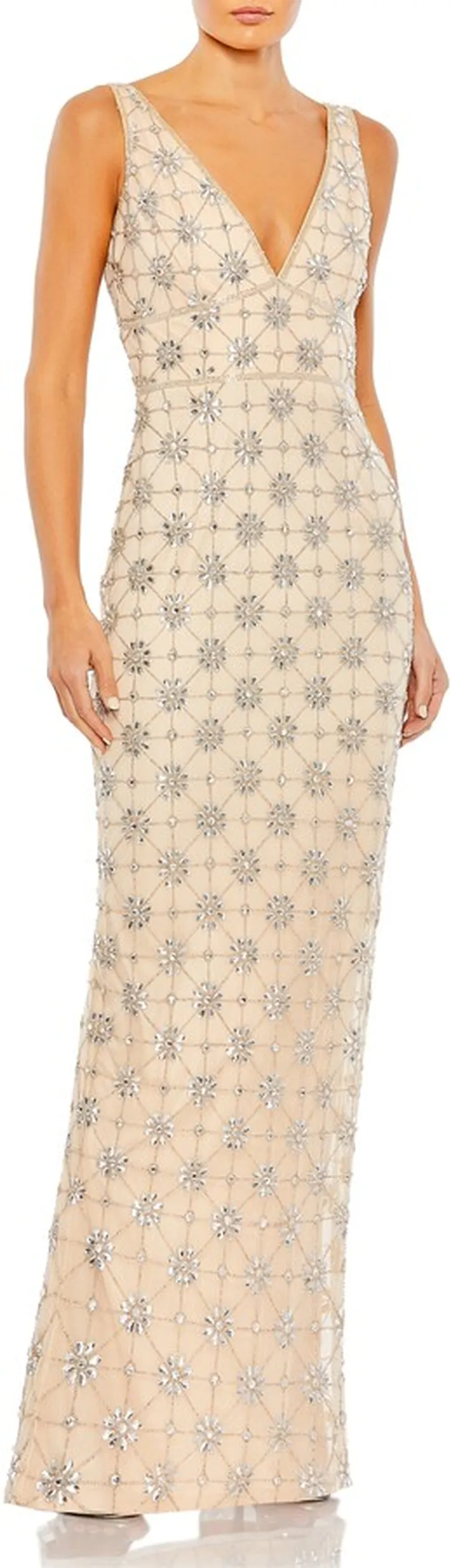 Floral Bead Column Gown