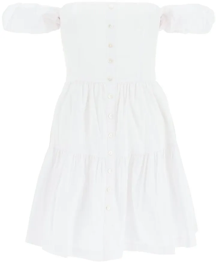 Staud Elio Off-Shoulder Tiered Mini Dress