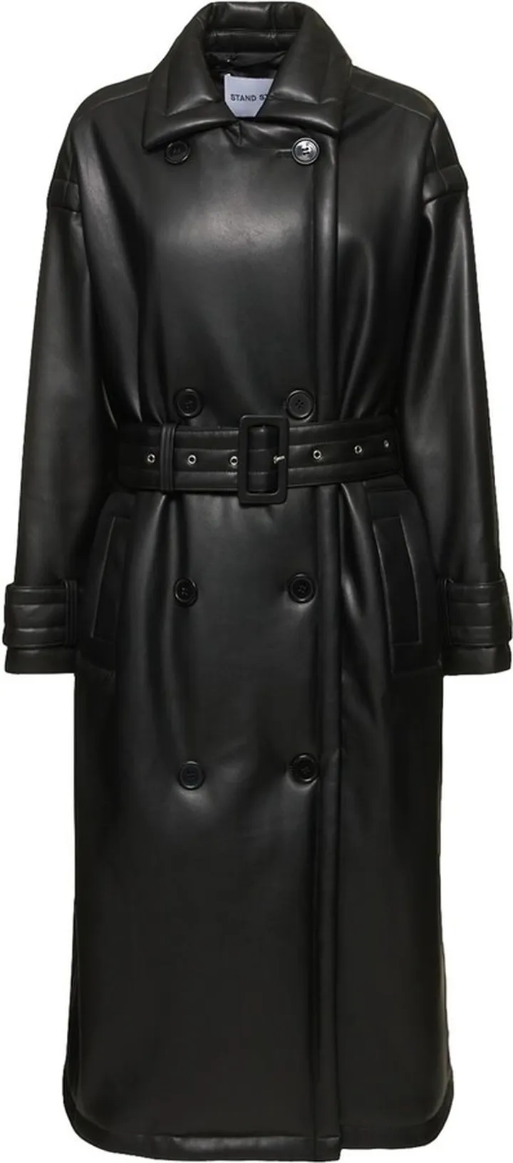 Emily padded faux leather trench coat