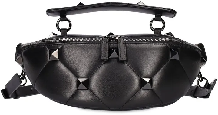 Small studded leather belt bag