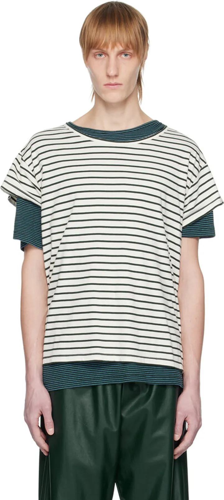 MM6 Maison Margiela Green & Off-White Two Piece T-Shirt