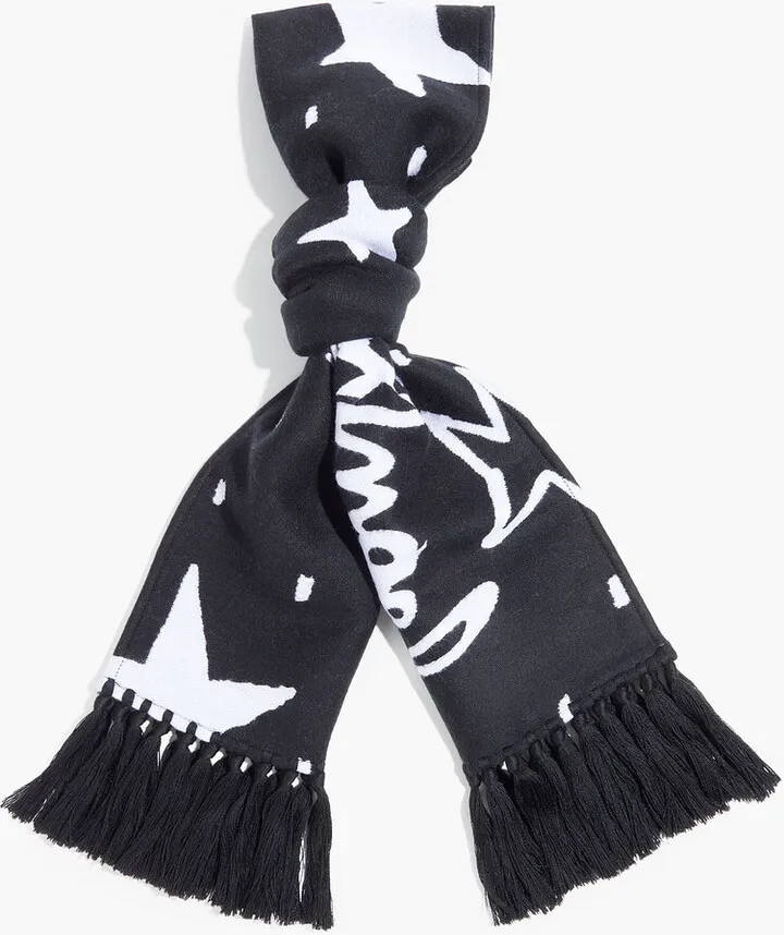Night Sky fringed wool-blend jacquard scarf