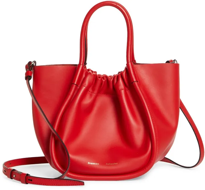 Small Ruched Leather Crossbody Tote
