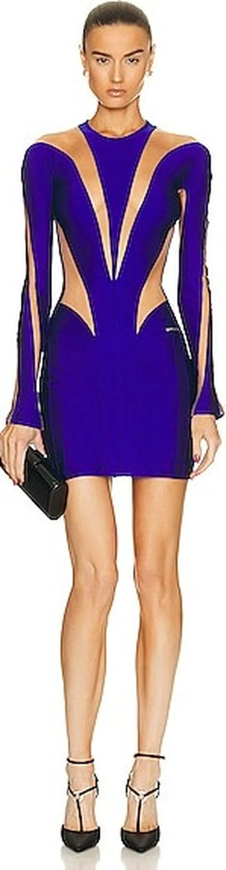 Mugler Long Sleeve Mini Dress in Royal