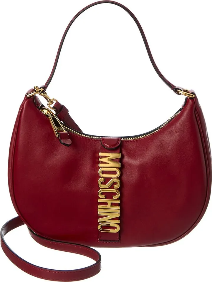 Moschino Logo Lettering Leather Hobo Bag