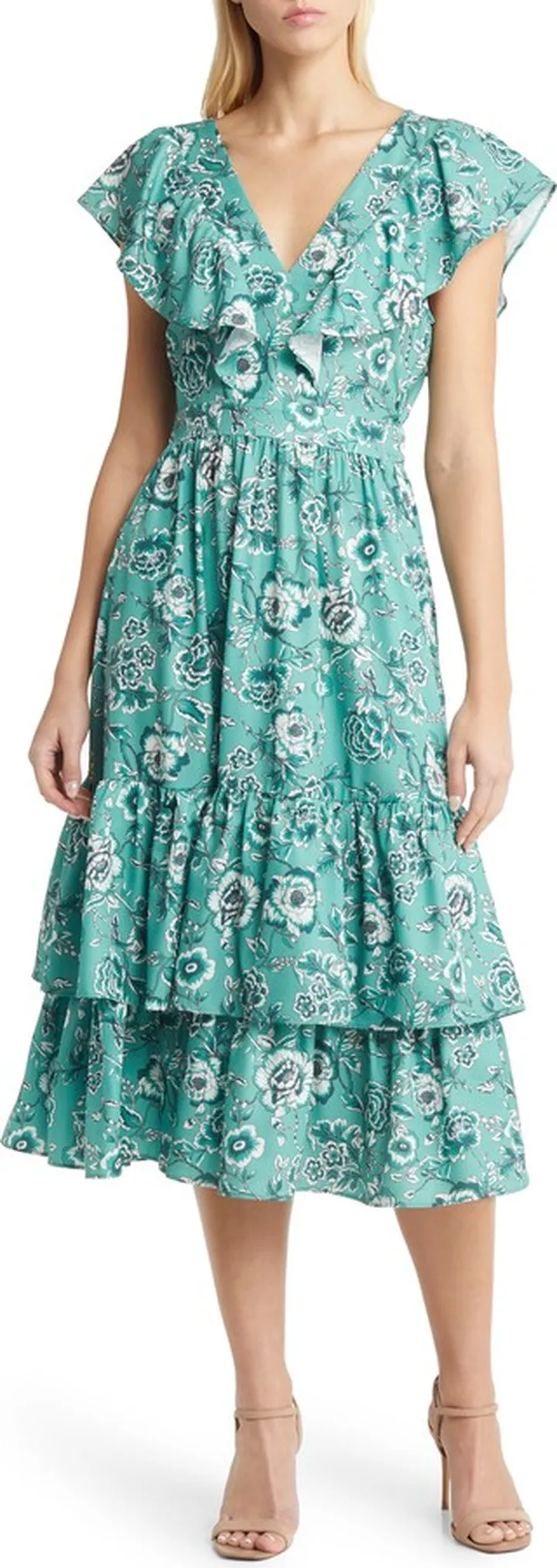 Floral Ruffle Tiered Midi Dress