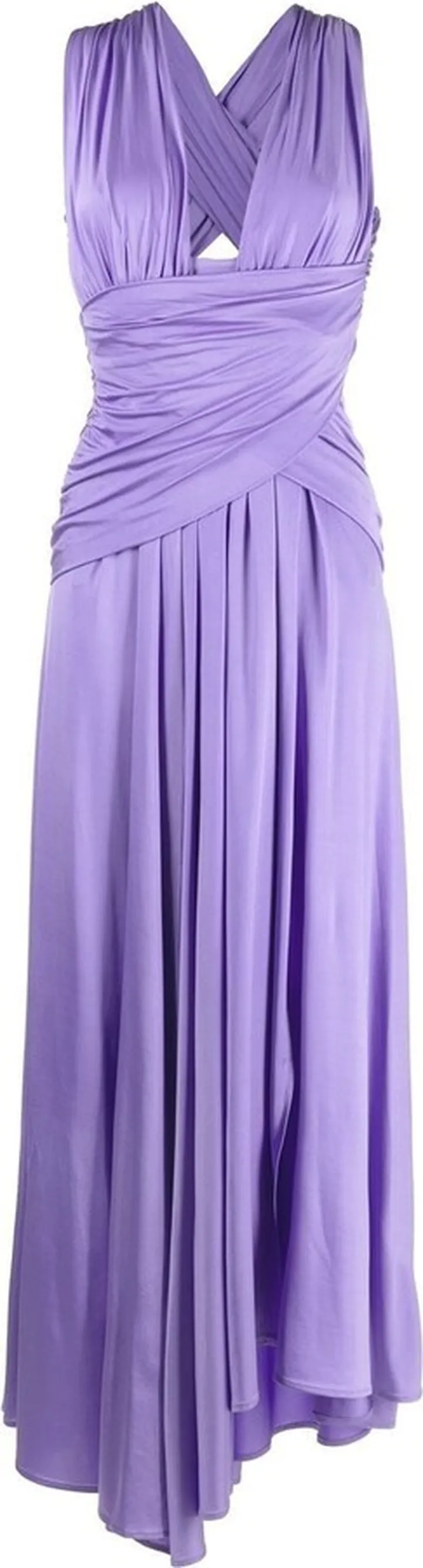 Satin Plunge-Neck Gown