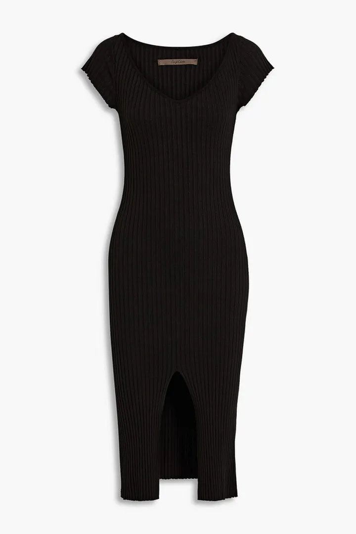 Ribbed cotton-blend jersey dress