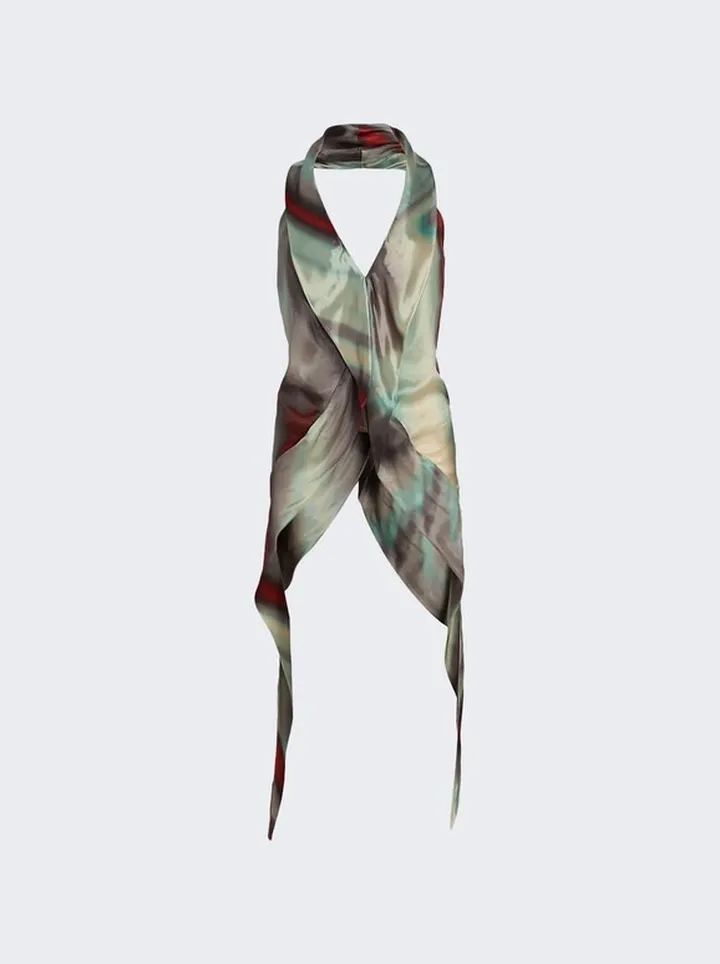 Halterneck Wishbone Top Teal And Red