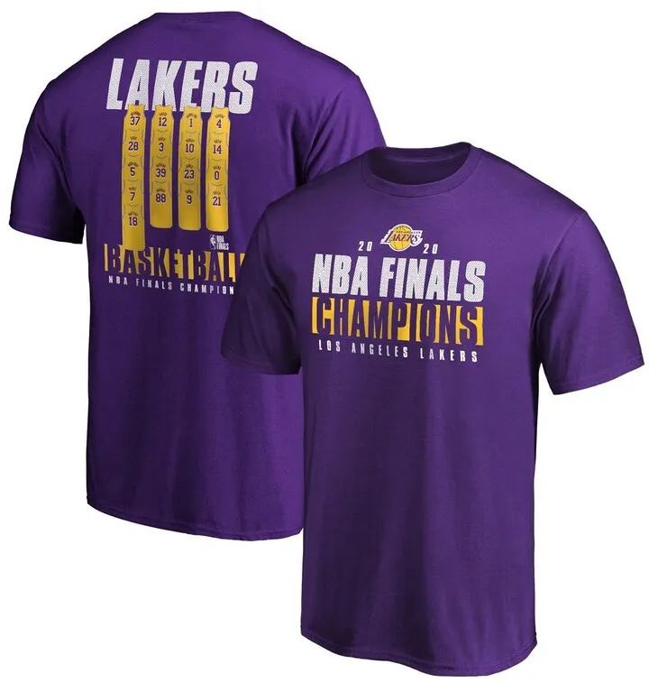 Men's Fanatics Purple Los Angeles Lakers 2020 Nba Finals Champions Ready To Play Roster Big and Tall T-shirt