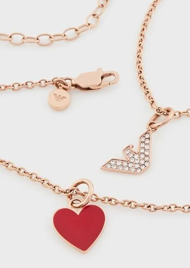 Red Lacquer Pendant Necklace and Charms Set