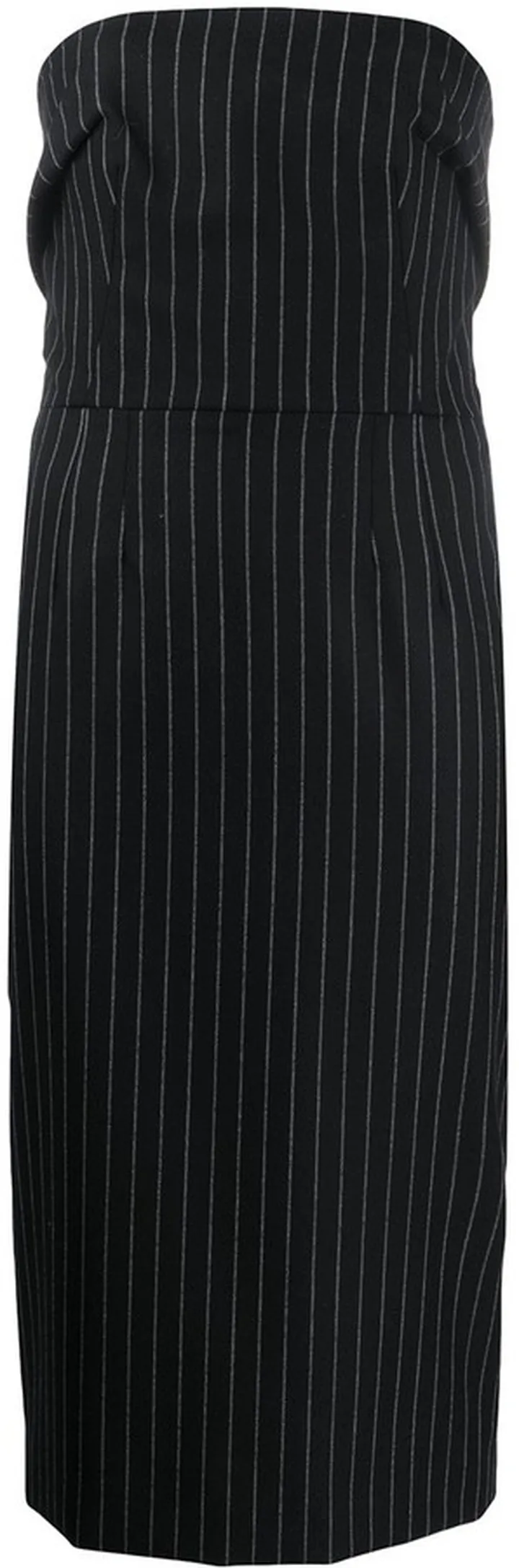 Pinstriped Strapless Fitted Dress