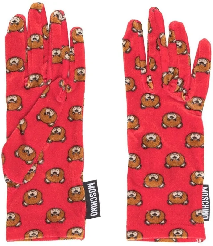 Teddy Bear-motif slip-on gloves