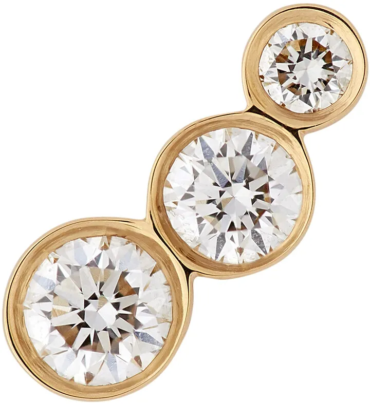 Sophie Bille Brahe Gold VVS Diamond Croissant Trois Earring