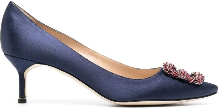 Hangisi 50mm appliqué satin pumps