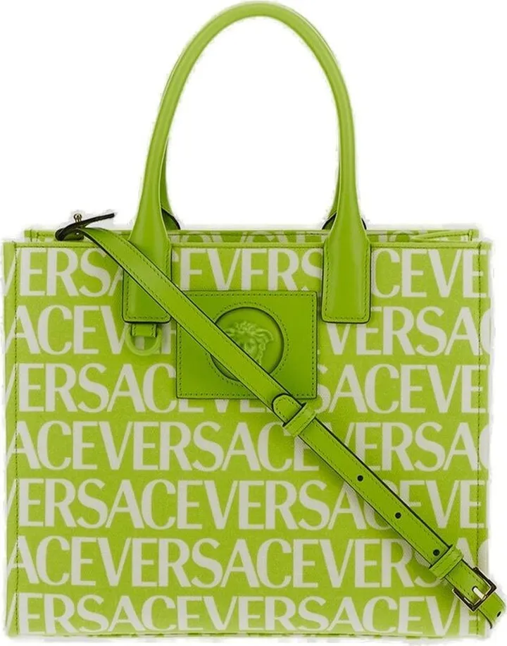 Versace Medusa All-Over Logo Printed Tote Bag
