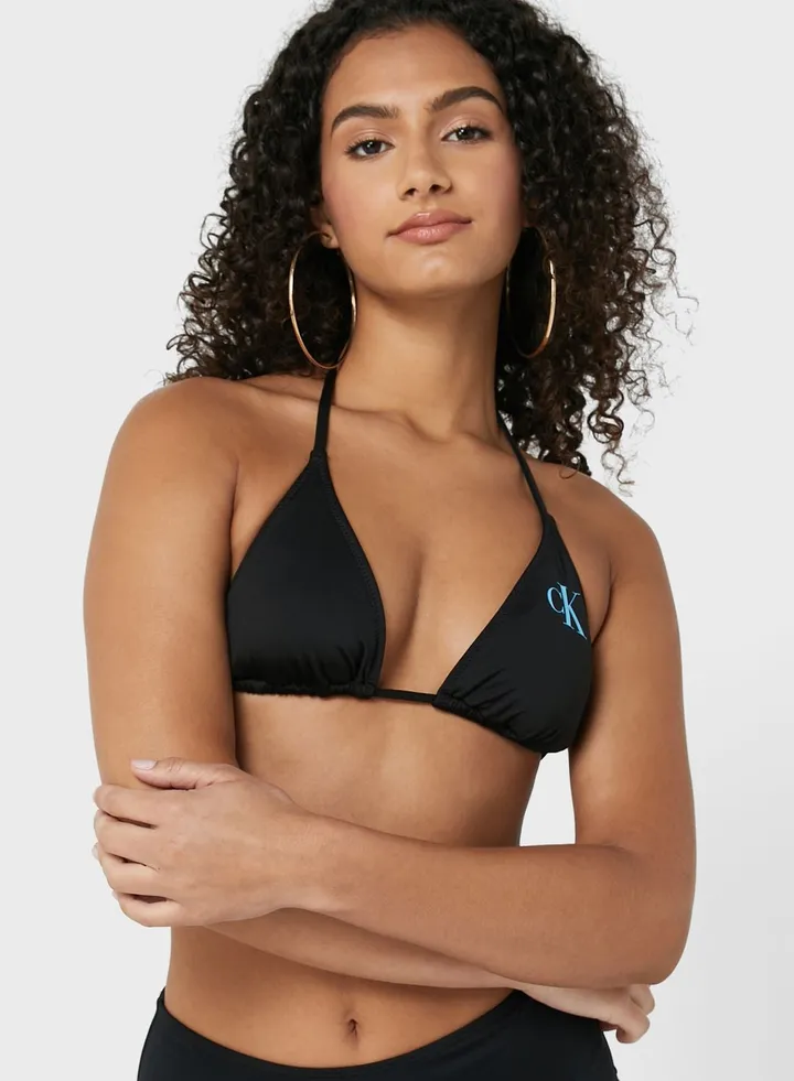 Halter Neck Tie Detail Bikini Top
