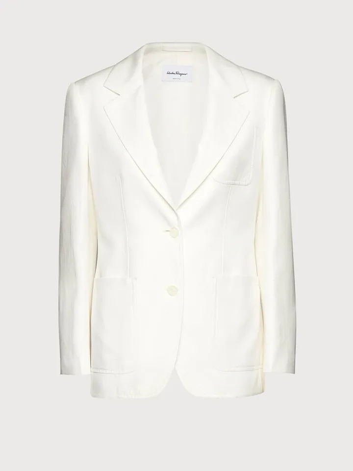 Ferragamo Women Silk and linen jacket White
