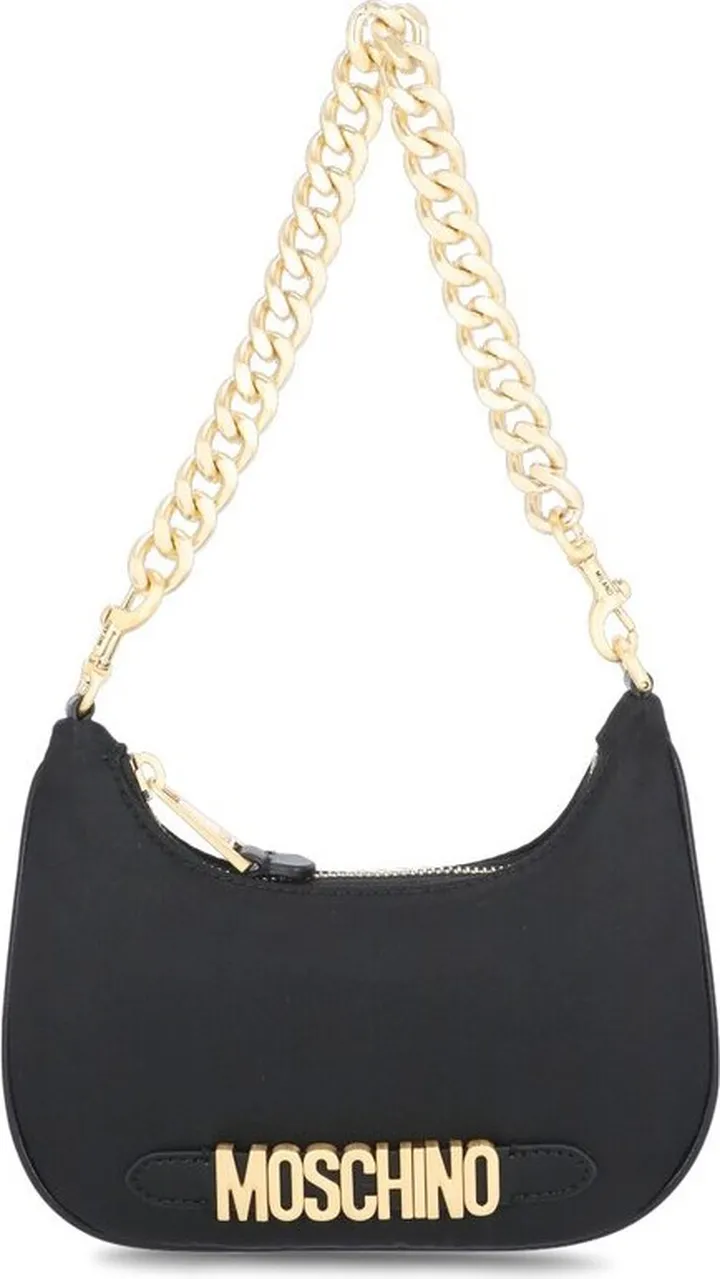Moschino Logo Plaque Chain-Linked Shoulder Bag