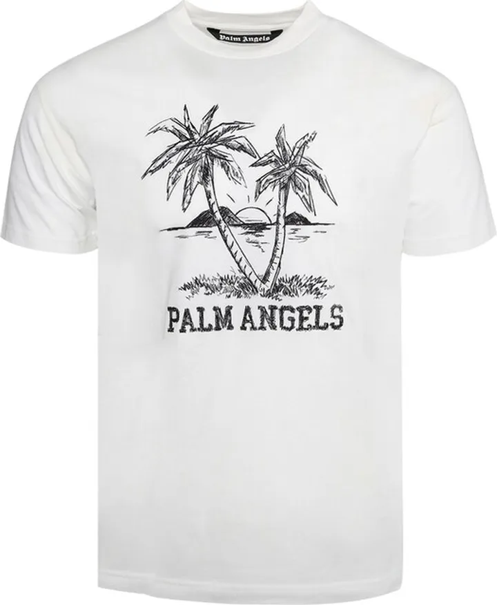 Classic Sunset Palms Tee White And Black