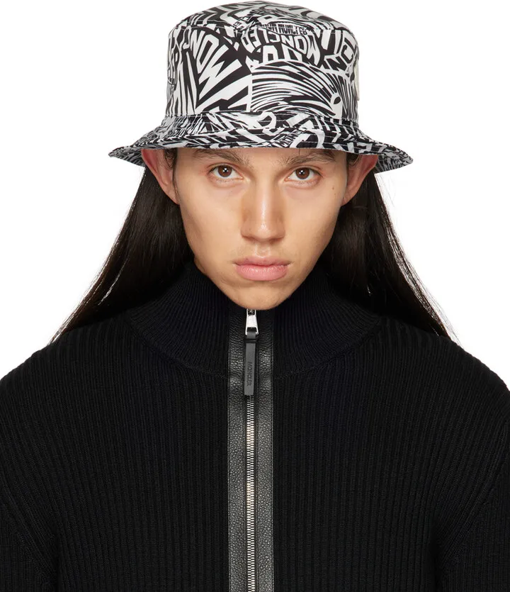 Moncler Black & White Graphic Bucket Hat