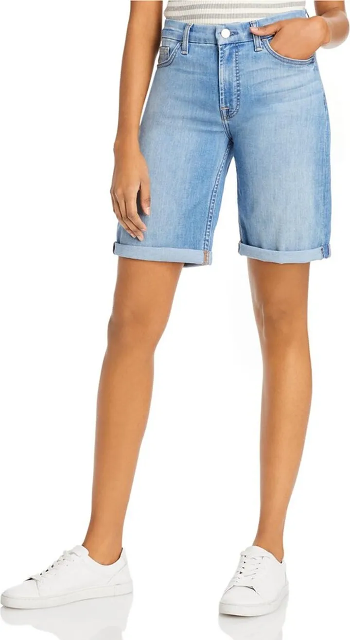 Womens Cuffed Faded Bermuda Shorts