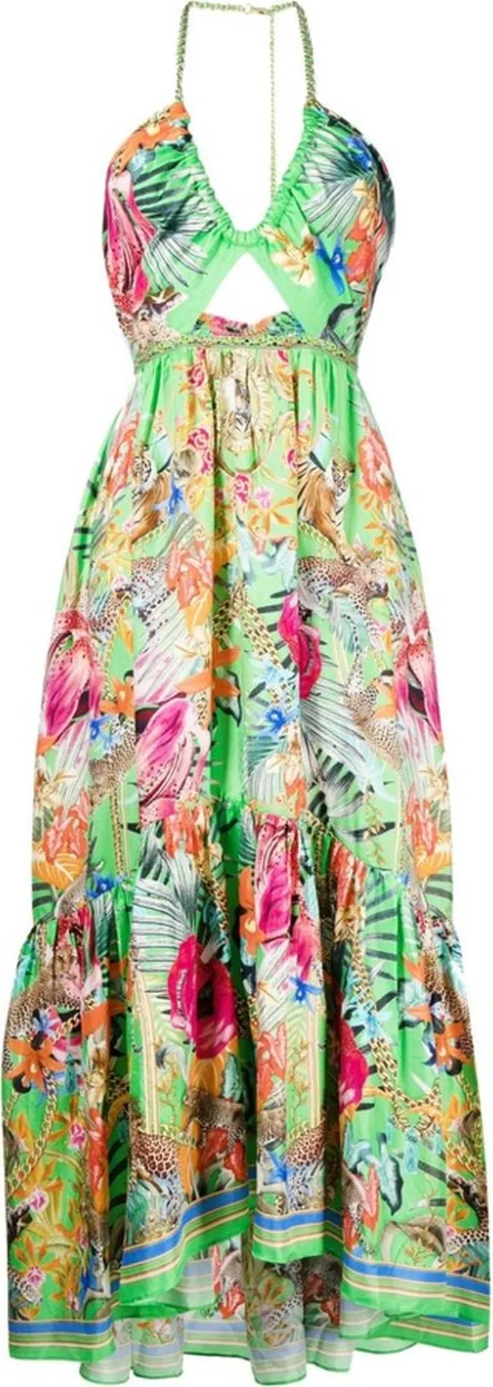 V-neck cut-out silk dress