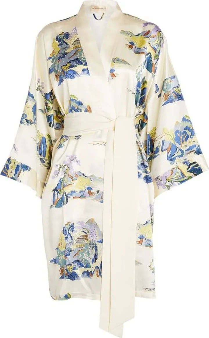 Olivia Von Halle Silk Floral Patterned Robe