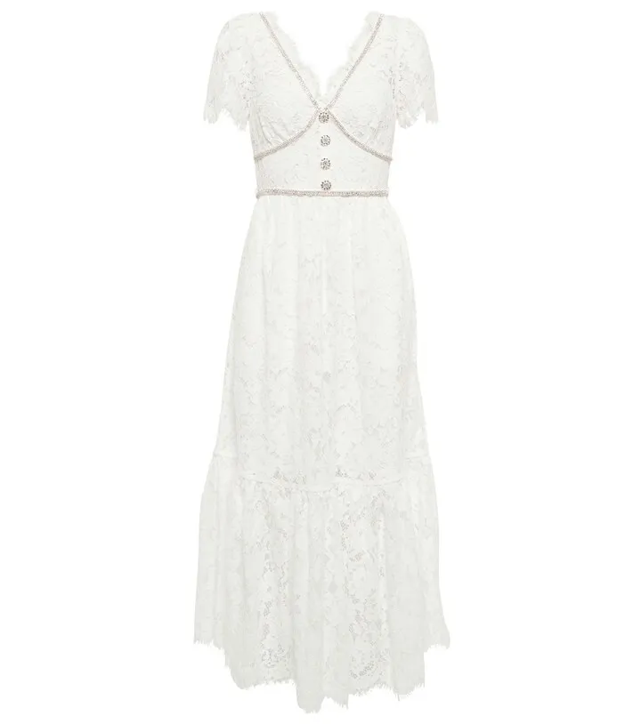 Embellished lace midi dress