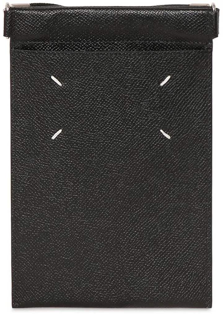 Grained leather phone pouch