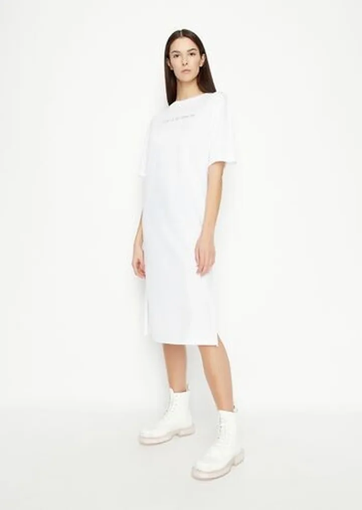 Organic jersey cotton all over logo knitted midi dress