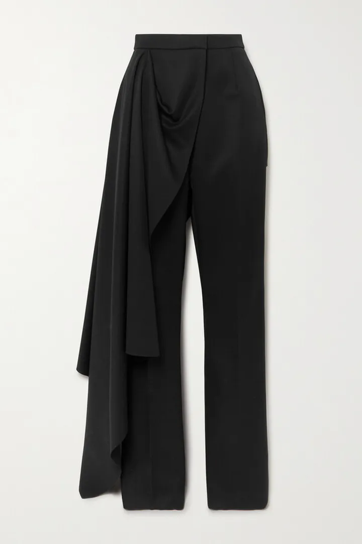 Alexander McQueen - Asymmetric Draped Wool Pants - Black