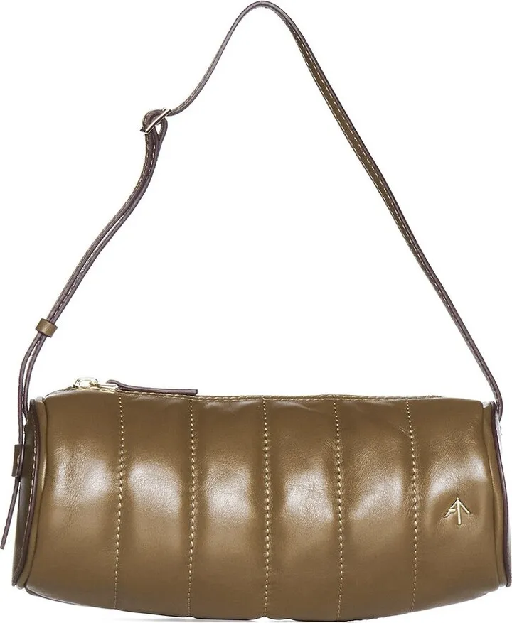 Manu Atelier Logo-Plaque Padded Cylinder Shoulder Bag
