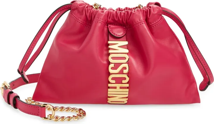 Logo Leather Drawstring Crossbody Bag