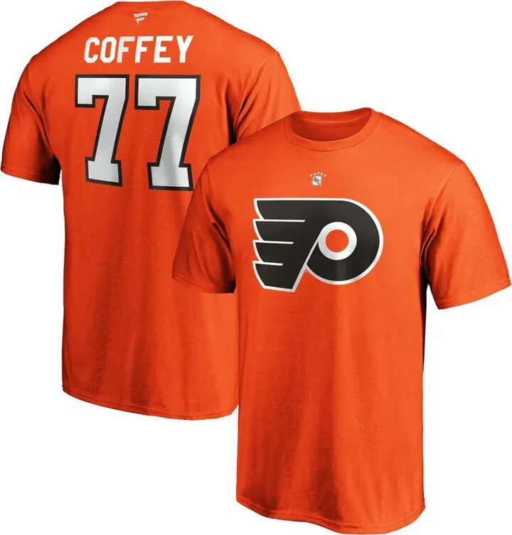 Men's Paul Coffey Orange Philadelphia Flyers Authentic Stack Retired Player Name and Number T-shirt
