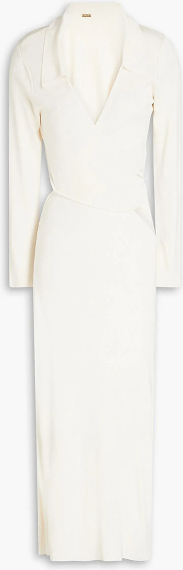 Cristina wrap-effect cutout ribbed-knit midi dress
