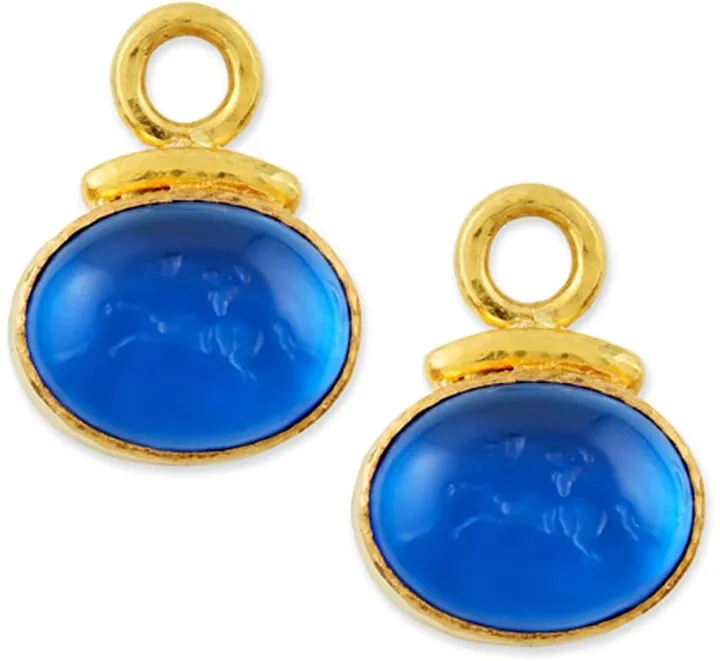 19k Gold Equestrian Intaglio Earring Pendants